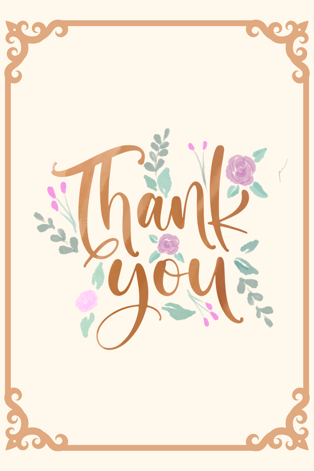 Thank you gold and flowers