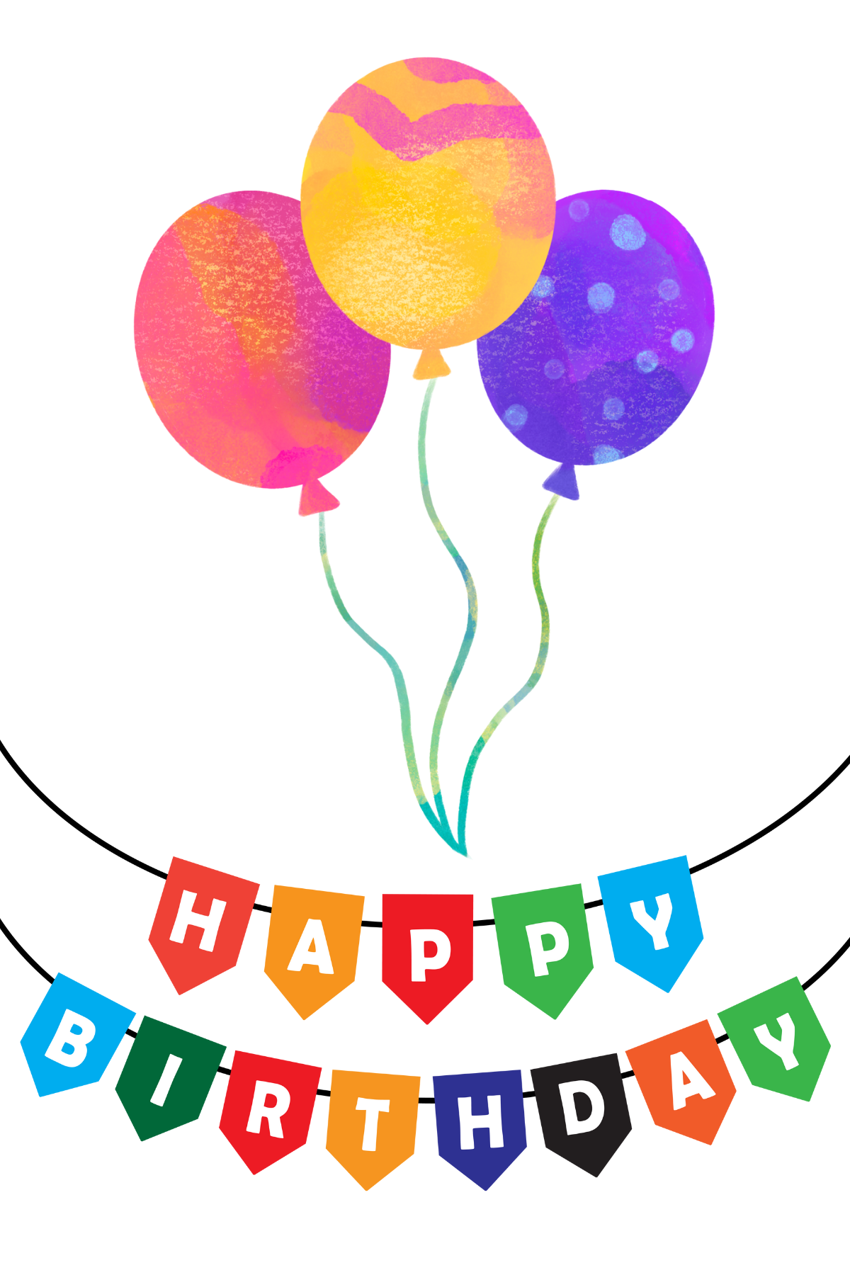 Happy Birthday Balloon Trio & Bunting