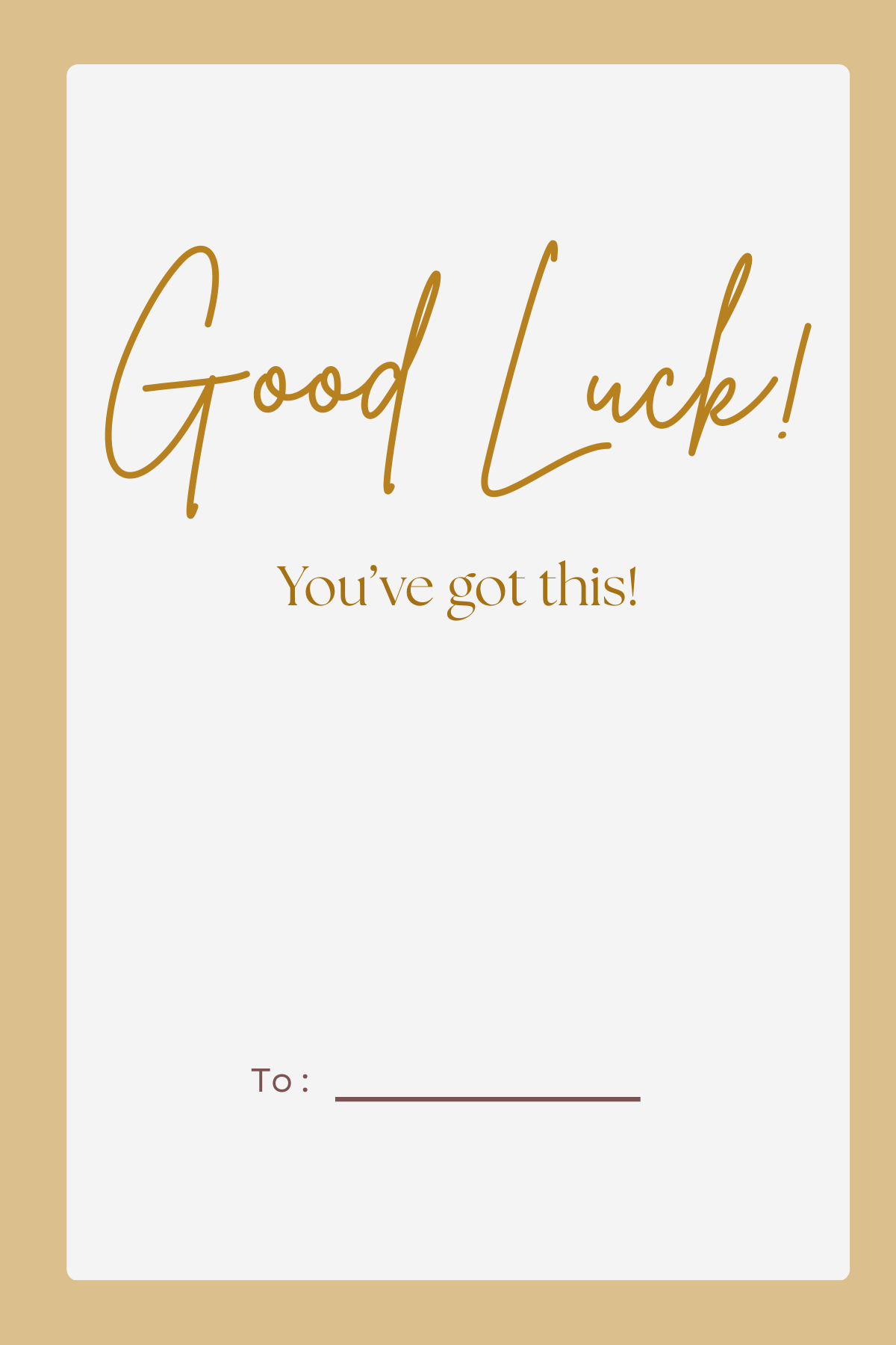 Good luck of your exams golden